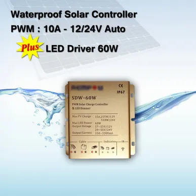 Solar Charge Controller Waterproof PWM 10A plus Driver LED 60 Watt sdw 60w blur